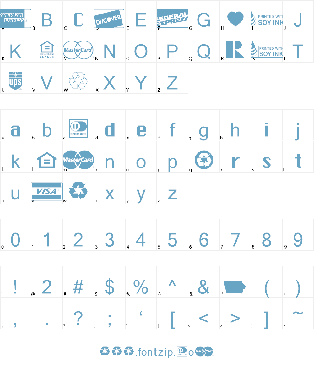 Credit Cards Font Character